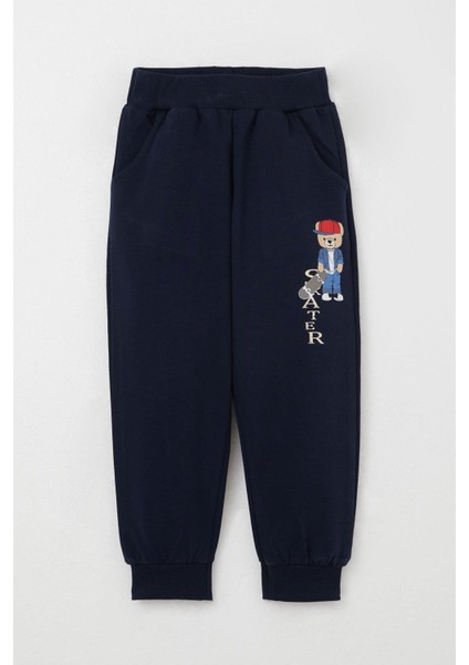 Erkek Çocuk Eşofman Takım Kaykaycı Sevimli Ayıcık Baskılı 1-4 Yaş, Saks Mavisi modelleri