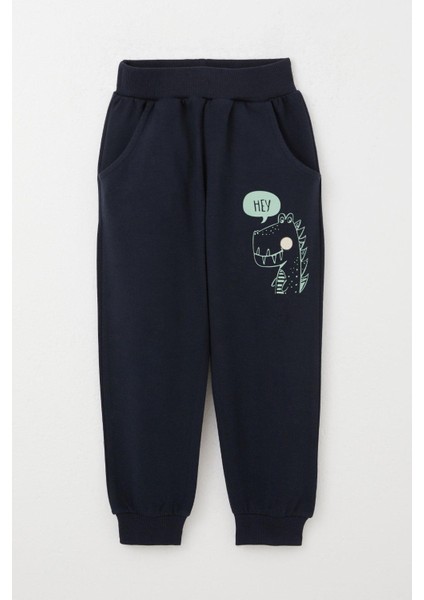 Erkek Çocuk Eşofman Takımı Sevimli Dinozor Desenli 1.5-5 Yaş, Su Yeşili