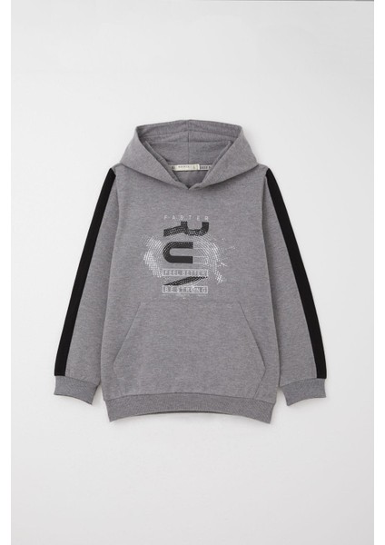Erkek Çocuk Eşofman Takım Kapüşonlu Başarı Temalı Yazı Baskılı 6-12 Yaş, Koyu Gri Melanj fiyatları