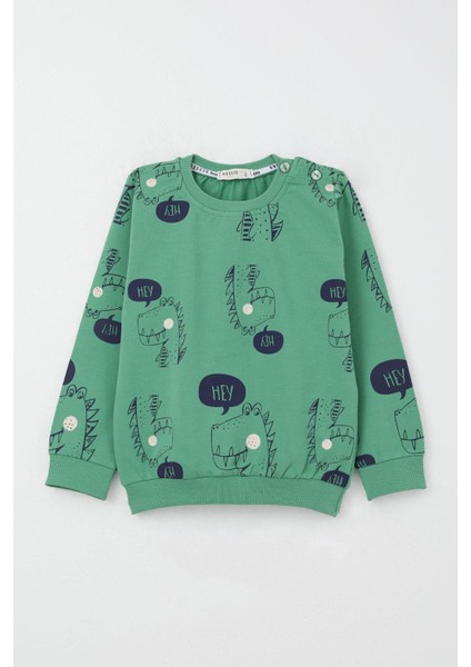 Erkek Çocuk Eşofman Takımı Sevimli Dinozor Desenli 1.5-5 Yaş, Mint Yeşili fiyatları