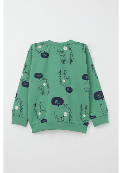 Erkek Çocuk Eşofman Takımı Sevimli Dinozor Desenli 1.5-5 Yaş, Mint Yeşili fırsatları