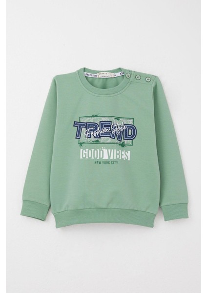 Erkek Çocuk Eşofman Takım Moda Temalı Yazı Baskılı 2-6 Yaş, Mint Yeşili fiyatları