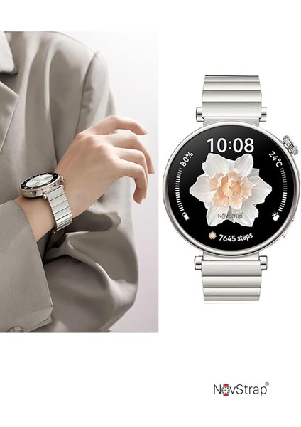 Huawei Watch GT4 41mm GT5 41mm GT5 Pro 42mm ile Uyumlu Kordon (18mm) Lansman Çelik Metal Kayış OneClick