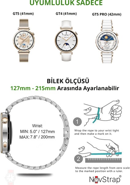 Huawei Watch GT4 41mm GT5 41mm GT5 Pro 42mm ile Uyumlu Kordon (18mm) Lansman Çelik Metal Kayış OneClick