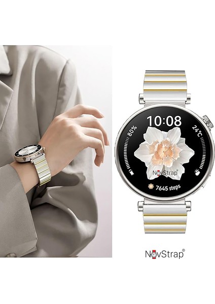 Huawei Watch GT4 41mm GT5 41mm GT5 Pro 42mm ile Uyumlu Kordon (18mm) Lansman Çelik Metal Kayış OneClick