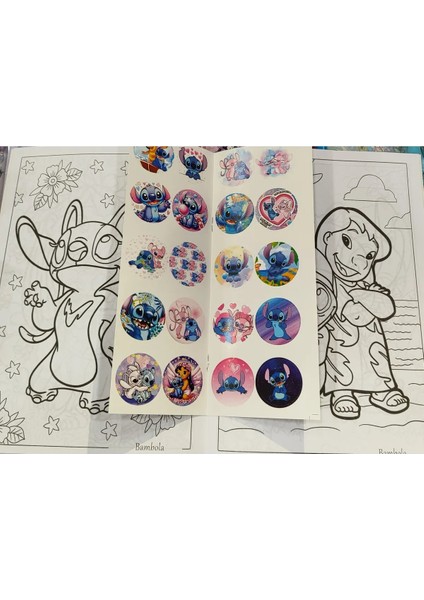 4 Adet Stickerli Boyama Kitabı (Stitch,minnie,wednesday,unicorn Figürlü)