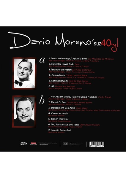 Dario Moreno'suz 40 Yıl LP Plak fiyatları