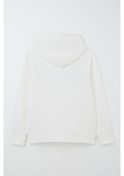 Erkek Çocuk Sweatshirt Yazı Baskılı Kanguru Cepli Kapüşonlu 8-14 Yaş, Beyaz fiyatları