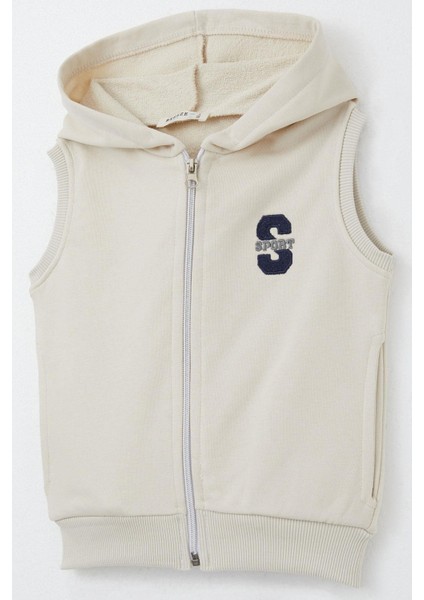 Erkek Çocuk Yelek Harf Nakışlı Fermuarlı 3-8 Yaş, Krem modelleri