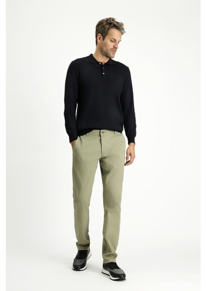 Regular Fit Desenli Likralı Kanvas / Chino Pantolon