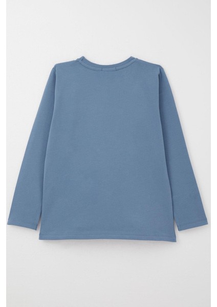 Erkek Çocuk Uzun Kollu Tişört Slogan Temalı Yazı Baskılı 6-12 Yaş, Indigo fiyatları