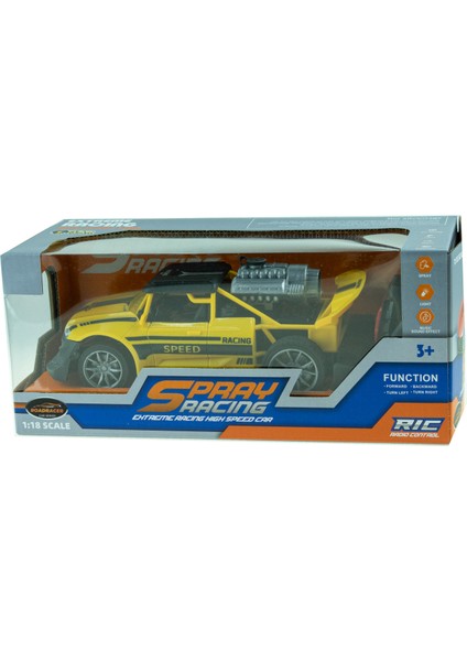 1:18 Sc Uzaktan Kumandalı Spray Araba Duman Çıkaran Sarı Şarjlı