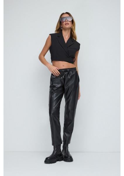 Suni Deri Jogger Pantolon