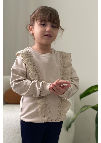 Kız Çocuk Sweatshirt Güpürlü 1.5-5 Yaş, Bej fiyatları