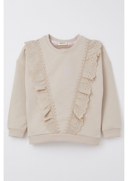 Kız Çocuk Sweatshirt Güpürlü 1.5-5 Yaş, Bej fırsatları