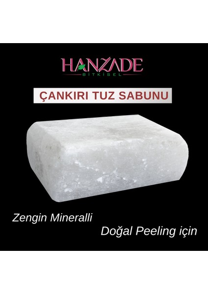 Çankırı Tuz Sabunu 300-350 gr x 3 Adet Zengin Mineralli Doğal Saf Çankırı Kaya Tuzu Sabunu