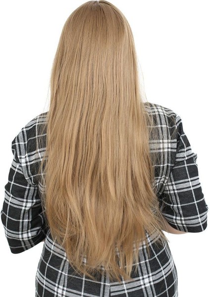 Fiber Sentetik Uzun Düz Kahküllü Peruk - Bebek Kumralı fırsatları