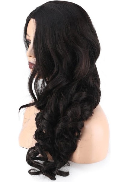 Dalgalı Perçemsiz Uzun Fiber Sentetik Peruk - Kestane modelleri