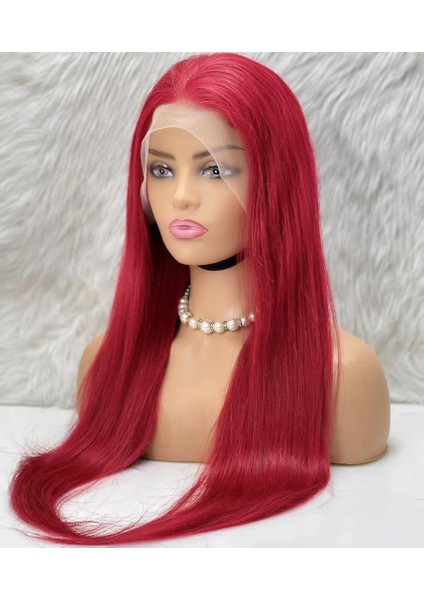 Gerçek Front Lace Tül Peruk - Düz - Kızıl 70-75CM modelleri