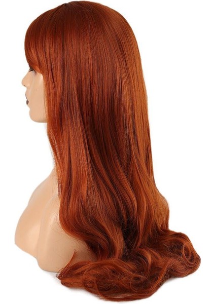 Kahküllü Uzun Dalgalı Fiber Sentetik Peruk - Bakır modelleri