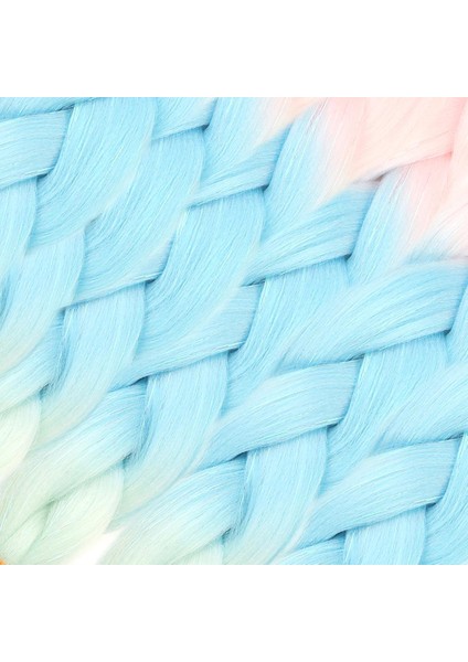 Simli Şeker Pembe / Açık Mavi / Su Yeşili Ombreli Örgülük Saç 100 Gr. fiyatları