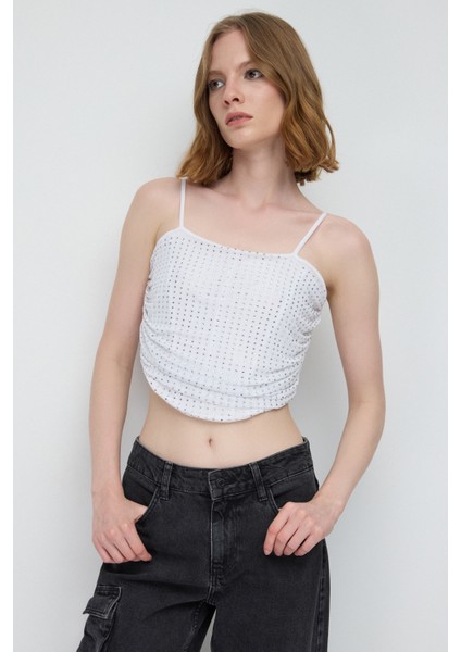 Taş Kaplamalı Crop Top