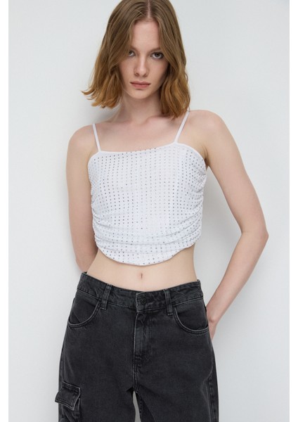 Taş Kaplamalı Crop Top