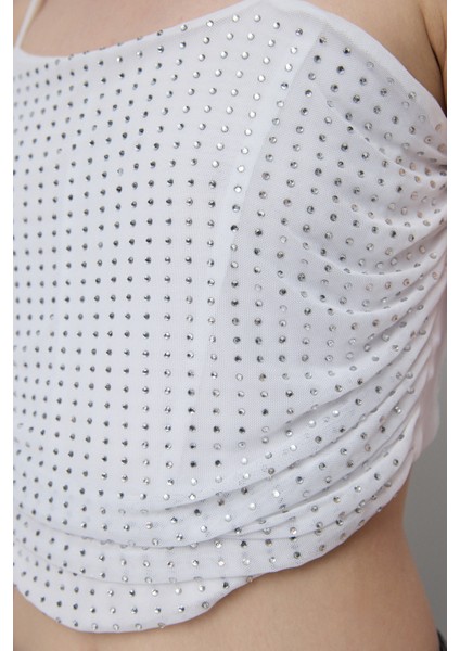 Taş Kaplamalı Crop Top