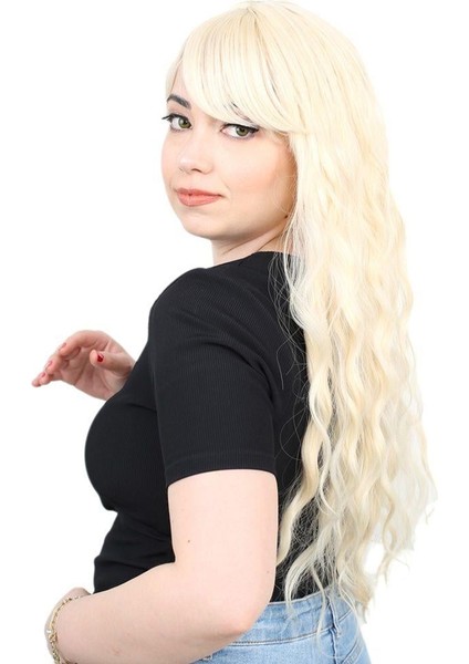 Perçemli Uzun Su Dalgası Fiber Sentetik Peruk - Platin modelleri