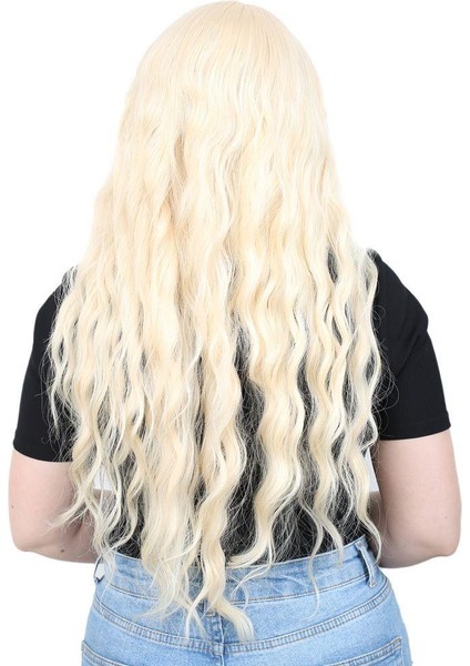 Perçemli Uzun Su Dalgası Fiber Sentetik Peruk - Platin fırsatları