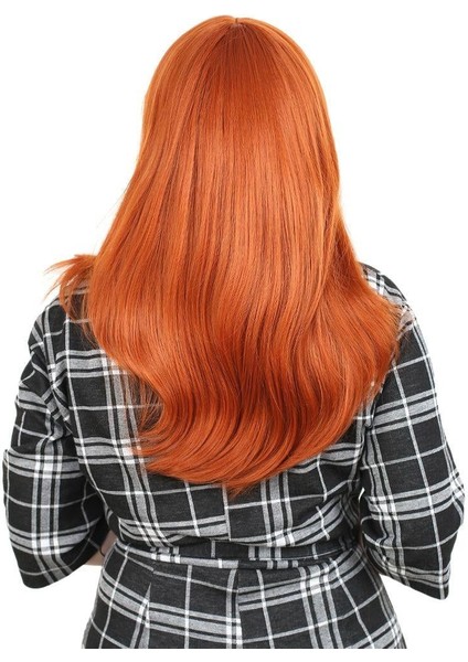 Düz Perçemli Orta Boy Fiber Sentetik Peruk - Bakır fırsatları