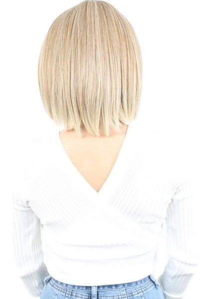 Küt Kahküllü Fiber Sentetik Peruk - Karamel / Platin Röfleli fırsatları