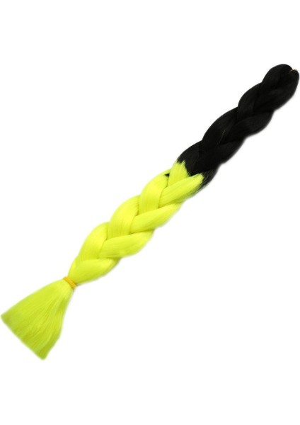 Afrika Örgülük Sentetik Ombreli Saç 100 Gr. - Siyah / Neon Sarı