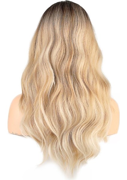 Dalgalı Perçemli Fiber Sentetik Orta Boy Peruk - Kahve Platin Röfleli fırsatları