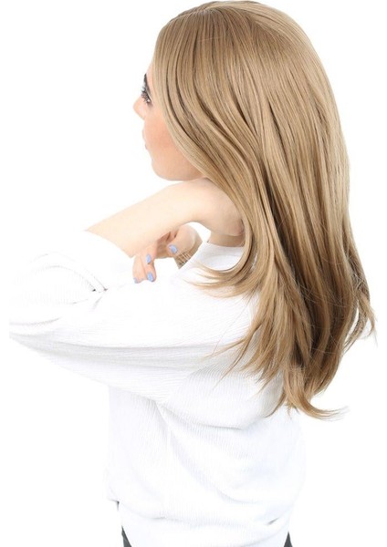 Kahkülsüz Fiber Sentetik Orta Boy Düz Peruk - Bebek Kumralı modelleri