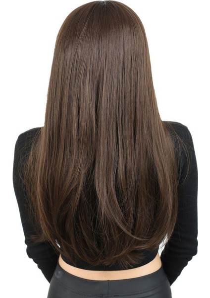 Fiber Sentetik Uzun Düz Peruk - Açık Kahve fırsatları