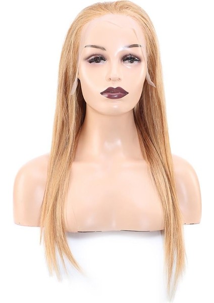 Düz Front Lace Gerçek Tül Peruk - Altın Karamel - 60-65CM
