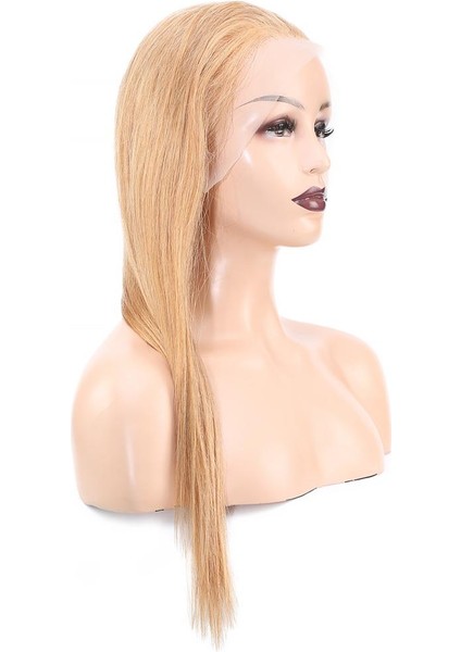 Düz Front Lace Gerçek Tül Peruk - Altın Karamel - 60-65CM