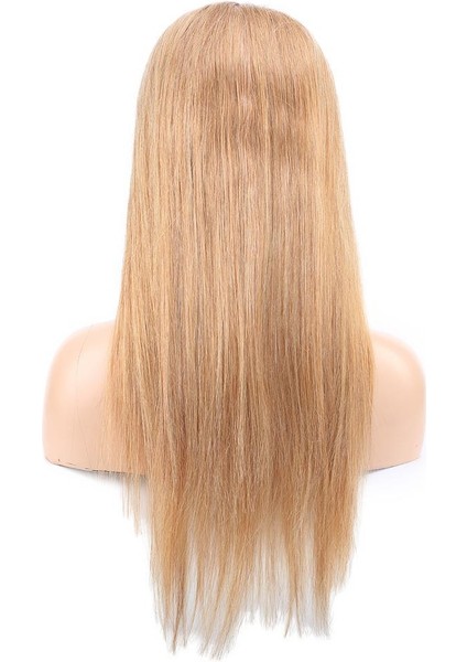 Düz Front Lace Gerçek Tül Peruk - Altın Karamel - 60-65CM