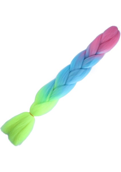 Afrika Örgülük Ombreli Sentetik Saç 100 Gr. - Pembe / Açık Mavi / Neon Sarı