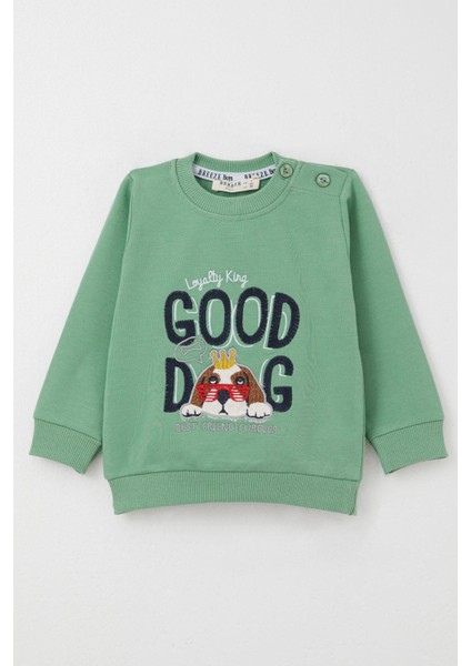 Erkek Bebek Eşofman Takım Sevimli Kral Köpekçik Nakışlı 6 Ay-2 Yaş, Mint Yeşili fiyatları
