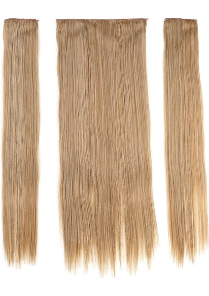 Fiber Sentetik Düz Yarım Ay + 2 Yan Çıt Çıt - Karamel Platin Röfleli