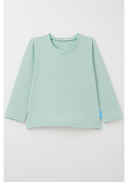 Erkek Bebek Uzun Kollu Tişört Basic 9 Ay-3 Yaş, Mint Yeşili