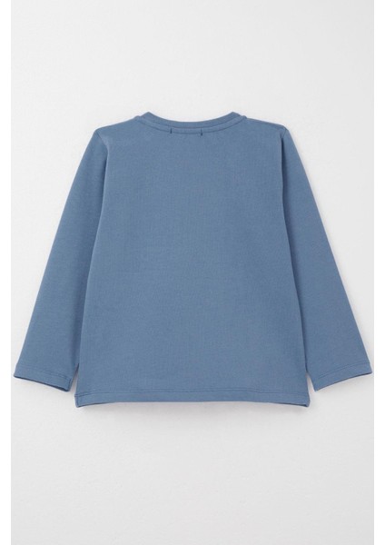 Erkek Bebek Uzun Kollu Tişört Havalı Ayıcık Nakışlı 9 Ay-3 Yaş, Indigo fiyatları