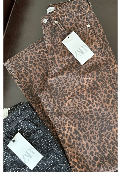 Premium Leopar Pantolon- Kahverengi