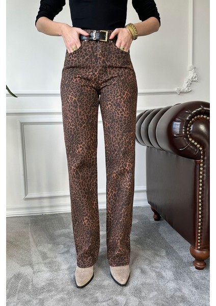 Premium Leopar Pantolon- Kahverengi