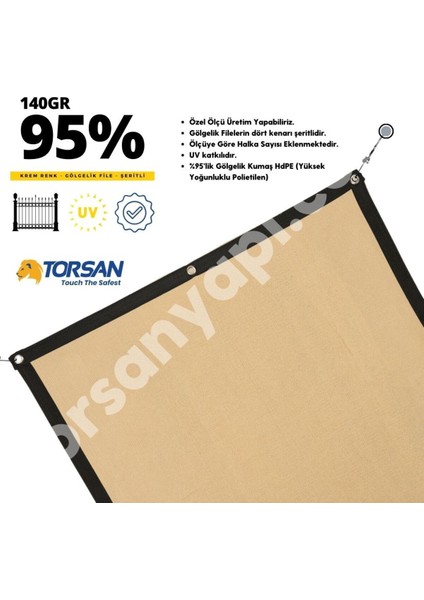 Gölgelik Tente – 95LIK Gölgelik File – Çit Filesi – Krem Renk - 1 Metre x 17 Metre fiyatları