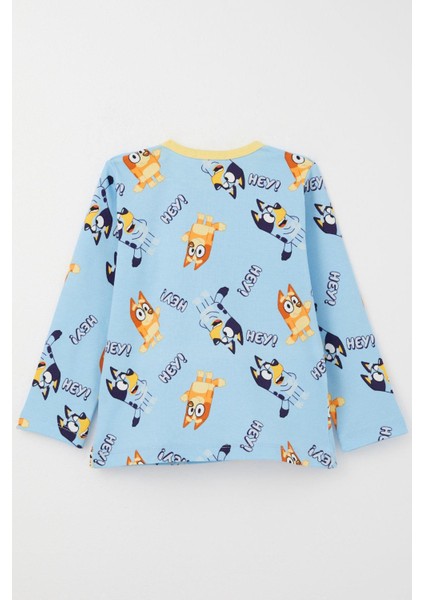 Erkek Çocuk Pijama Takımı Mutlu Köpekçikler Desenli 1-3 Yaş, Açık Mavi