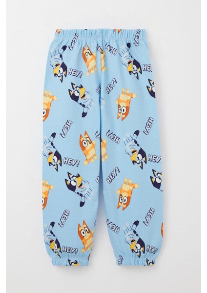 Erkek Çocuk Pijama Takımı Mutlu Köpekçikler Desenli 1-3 Yaş, Açık Mavi