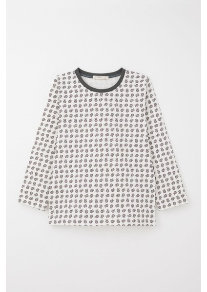 Kız Çocuk Pijama Takımı Papatya Desenli 4-8 Yaş, Ekru fiyatları